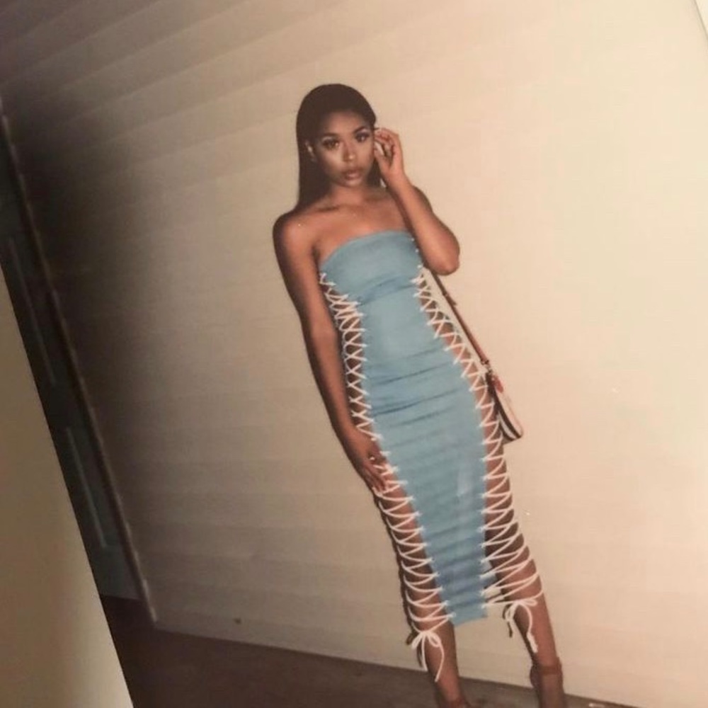 Denim Tye Up Dress XS